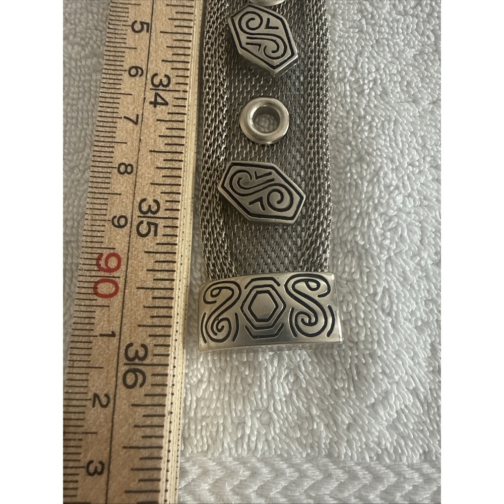 Women's Silver Metal Mesh Belt Unbranded Length 36" 1" 1/4 Wide - Picture 4 of 9